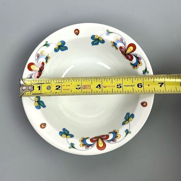 The Porsgrund Norway 76 Farmer's Rose Cereal Bowls Set Of 2 Vintage Unused - Picture 8 of 9